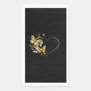Heart with Golden Butterflies Napkin