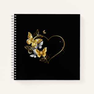 Heart with Golden Butterflies Notebook