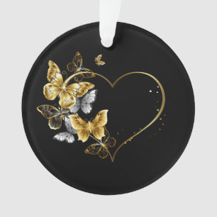 Heart with Golden Butterflies Ornament