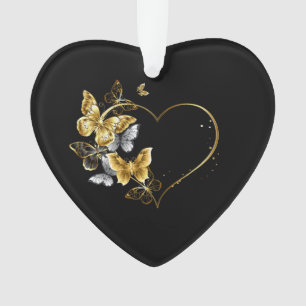 Heart with Golden Butterflies Ornament