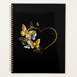 Heart with Golden Butterflies Planner