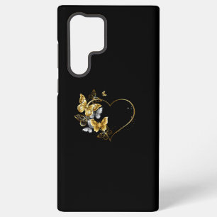 Heart with Golden Butterflies Samsung Galaxy Case