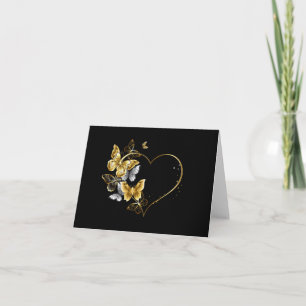 Heart with Golden Butterflies Thank You Card