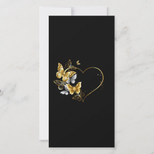Heart with Golden Butterflies Thank You Card