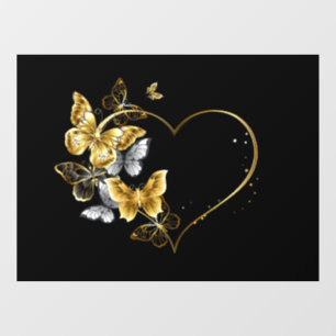 Heart with Golden Butterflies Window Cling