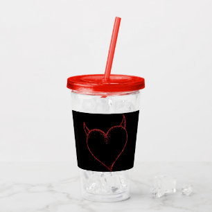 Heart With Horns Cup With Lid and Straw