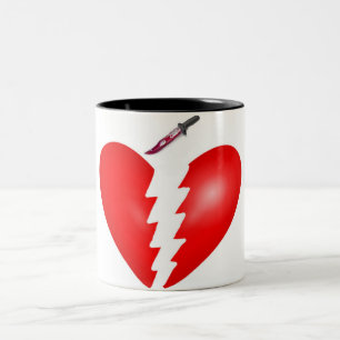 Heart With Knife Two-Tone Coffee Mug