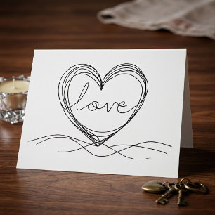 Heart with Love Continuous Line Art Design Thank You Card