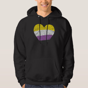 Heart with Non Binary Flag   Nonbinary Pride Month Hoodie