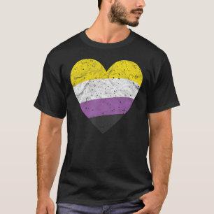 Heart with Non Binary Flag   Nonbinary Pride Month T-Shirt