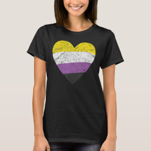 Heart with Non Binary Flag Nonbinary Pride Month T-Shirt