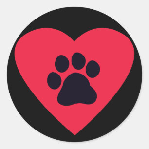 Heart with Paw Print Classic Round Sticker