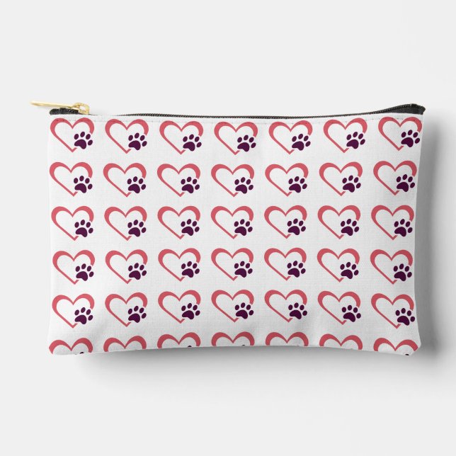 Heart with Paw Print Dog Lover Accessory Pouch (Front)