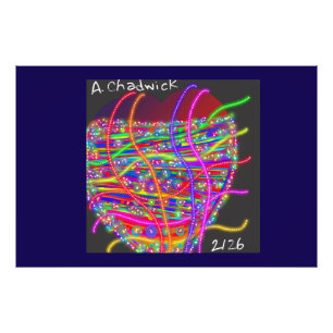 Heart with Rainbows and Neon Necklaces and Flowers Photo Print