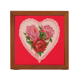 Heart with Roses Desk Organizer