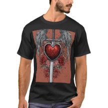 Heart With Sword Basic Dark T-Shirt For Men's