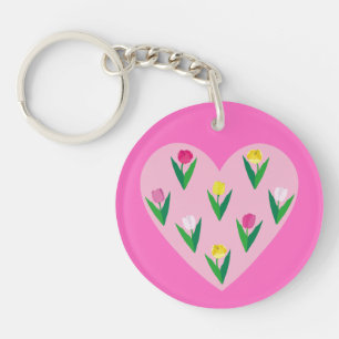 Heart with tulips. keychain