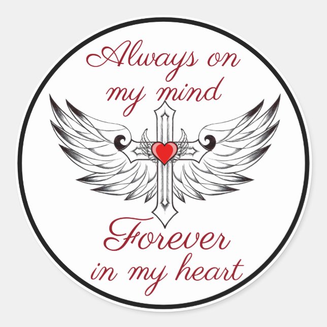 Heart with Wings and Quote Classic Round Sticker (Front)