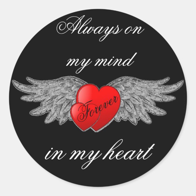Heart with Wings and Quote Classic Round Sticker (Front)
