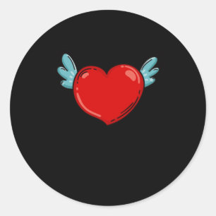Heart With Wings Love Valentine's Day Classic Round Sticker