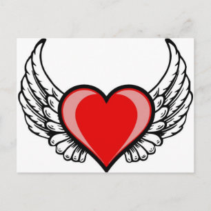 heart with wings postcard