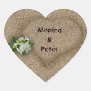 Heart with your Names in the Sand Sticker