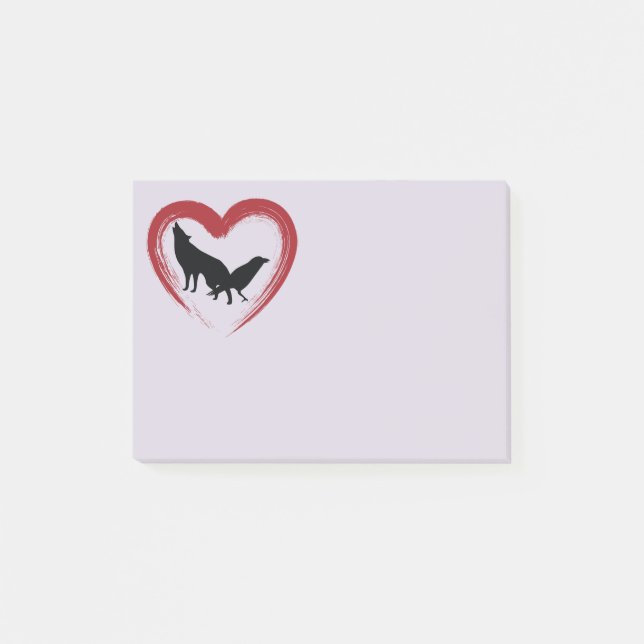Heart Wolf and Raven Post-it Notes (Front)