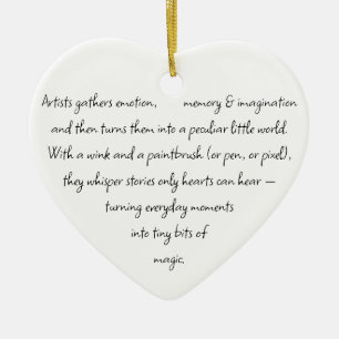 Heart Words Explaining and Artist Whimsical Art Ceramic Ornament