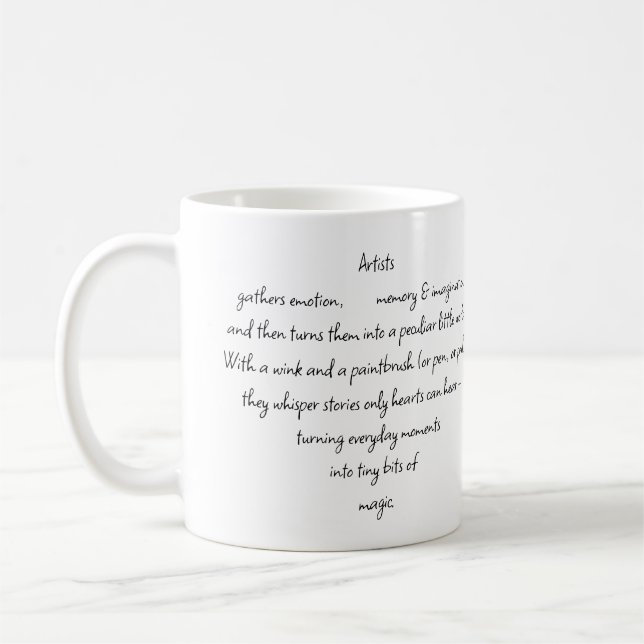 Heart Words Explaining and Artist Whimsical Art Coffee Mug (Left)