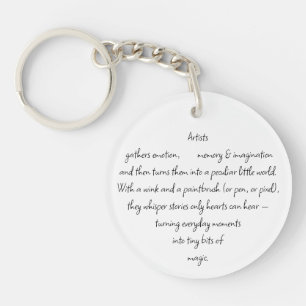 Heart Words Explaining and Artist Whimsical Art Keychain
