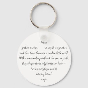 Heart Words Explaining and Artist Whimsical Art Keychain
