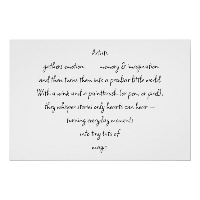 Heart Words Explaining and Artist Whimsical Art Poster (Front)