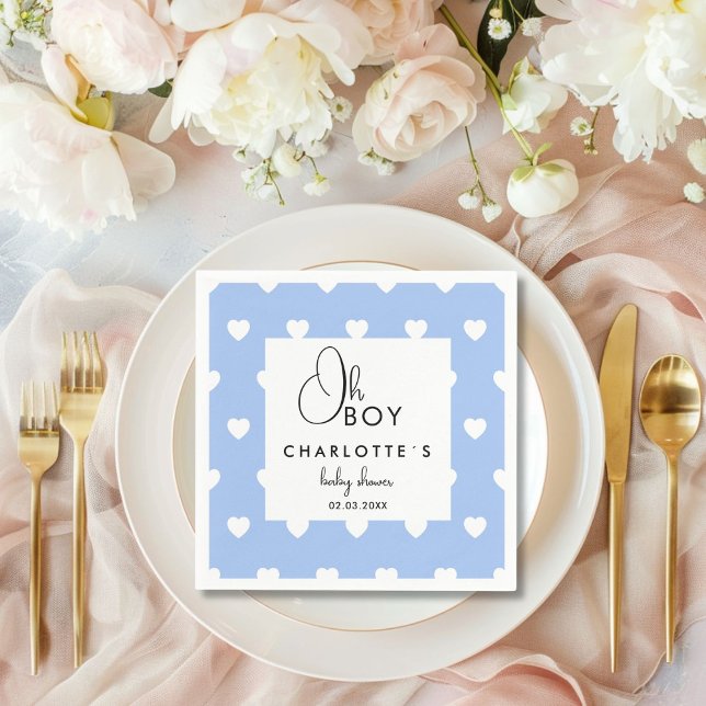 Heart wreath Baby Shower Napkin (Heart Pattern Baby Shower Napkins with your name and date.)