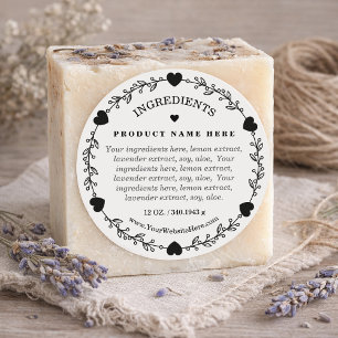 Heart Wreath Ingredients Product Label Sticker