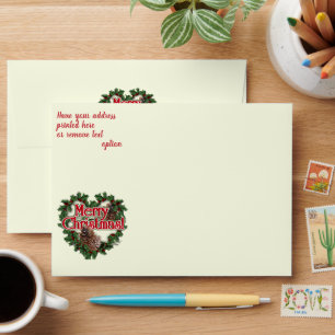 Heart Wreath Merry Christmas Envelope