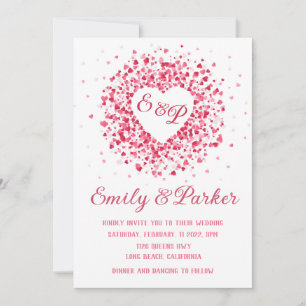 Heart Wreath Valentine Wedding invitation