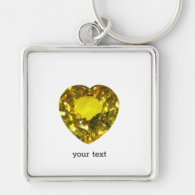 Heart Yellow Gemstone Keychain (Front)