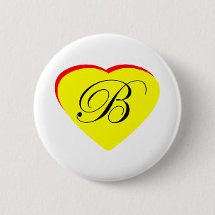 Heart Yellow Red B Wedding Invitation The MUSEUM Z 2 Inch Round Button