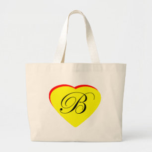 Heart Yellow Red B Wedding Invitation The MUSEUM Z Large Tote Bag