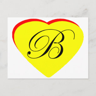 Heart Yellow Red B Wedding Invitation The MUSEUM Z Postcard