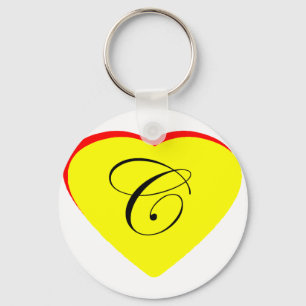 Heart Yellow Red C Wedding Invitation The MUSEUM Z Keychain