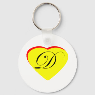 Heart Yellow Red D Wedding Invitation The MUSEUM Z Keychain