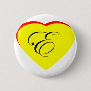 Heart Yellow Red E Wedding Invitation The MUSEUM Z 2 Inch Round Button