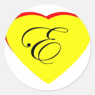 Heart Yellow Red E Wedding Invitation The MUSEUM Z Classic Round Sticker