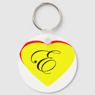 Heart Yellow Red E Wedding Invitation The MUSEUM Z Keychain