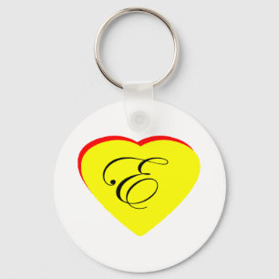 Heart Yellow Red E Wedding Invitation The MUSEUM Z Keychain