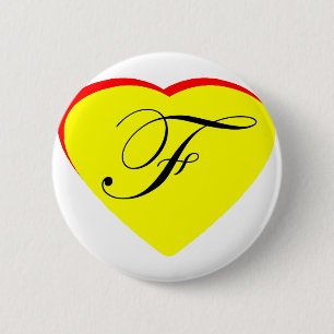 Heart Yellow Red F Wedding Invitation The MUSEUM Z 2 Inch Round Button
