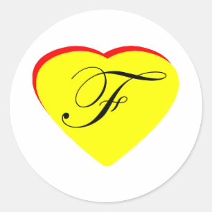 Heart Yellow Red F Wedding Invitation The MUSEUM Z Classic Round Sticker