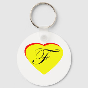 Heart Yellow Red F Wedding Invitation The MUSEUM Z Keychain