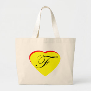 Heart Yellow Red F Wedding Invitation The MUSEUM Z Large Tote Bag